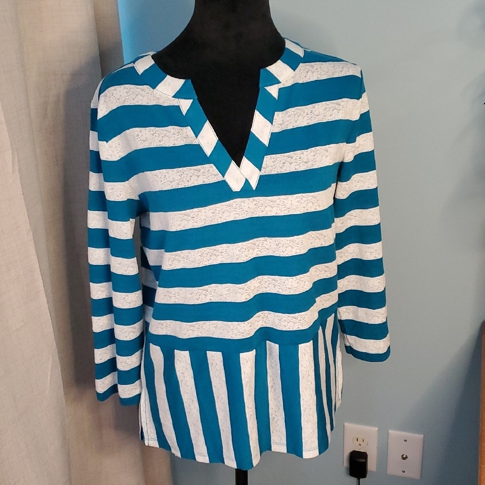 Maison Jules V-neck Top Teal White M